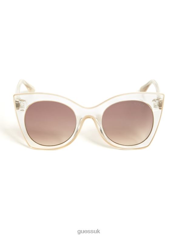 GUESS Women Clear Cat-Eye Sunglasses Crystal Accessory V28V63718