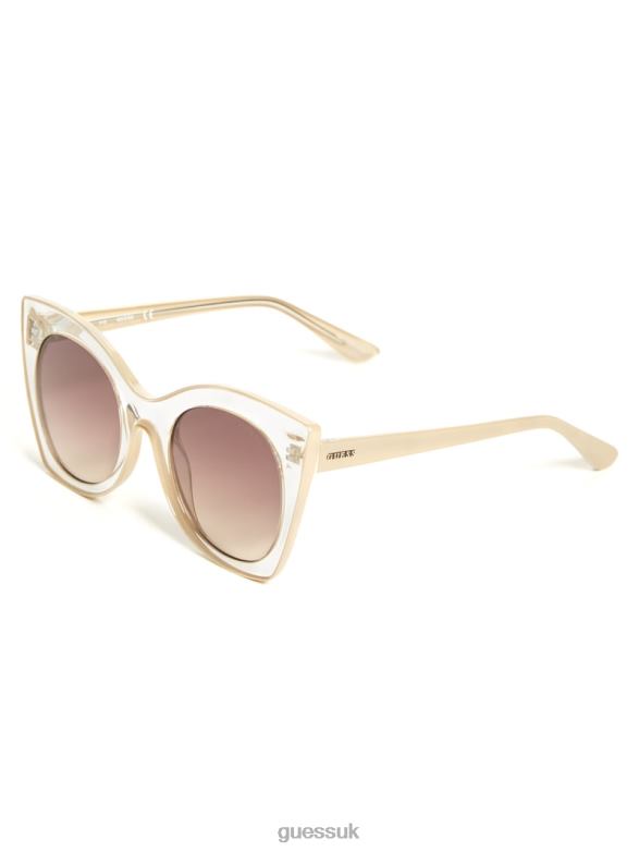GUESS Women Clear Cat-Eye Sunglasses Crystal Accessory V28V63718