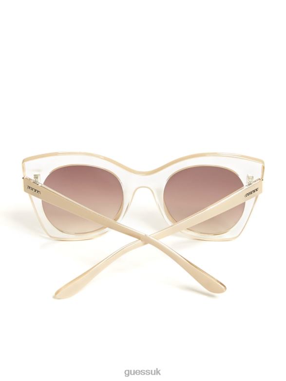 GUESS Women Clear Cat-Eye Sunglasses Crystal Accessory V28V63718