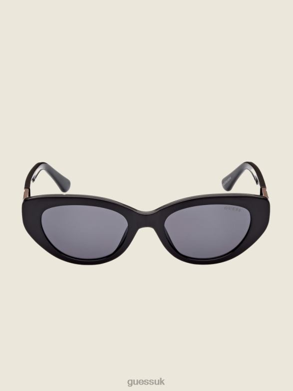 GUESS Women Colored Plastic Cat-Eye Sunglasses Black Accessory V28V63760