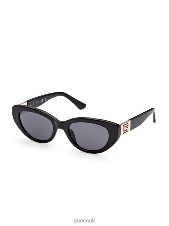 GUESS Women Colored Plastic Cat-Eye Sunglasses Black Accessory V28V63760