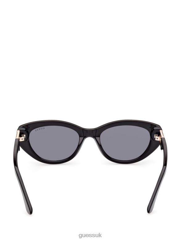 GUESS Women Colored Plastic Cat-Eye Sunglasses Black Accessory V28V63760