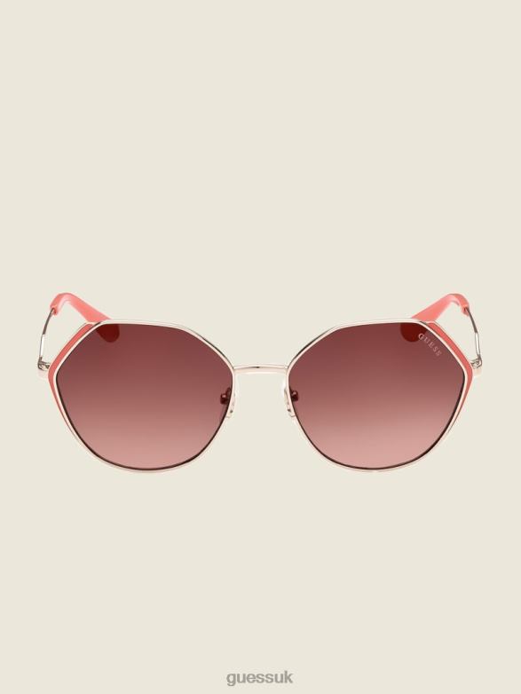 GUESS Women Colored Temple Geometric Sunglasses Tortoise Accessory V28V63773