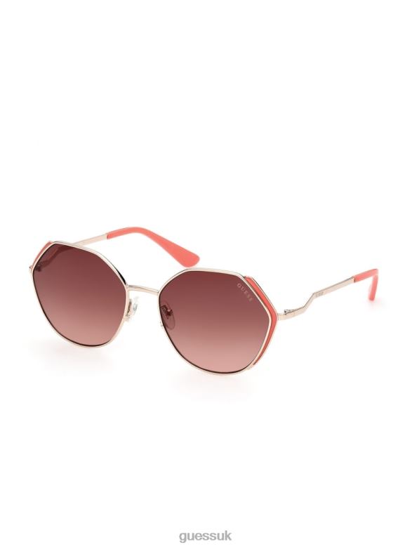 GUESS Women Colored Temple Geometric Sunglasses Tortoise Accessory V28V63773