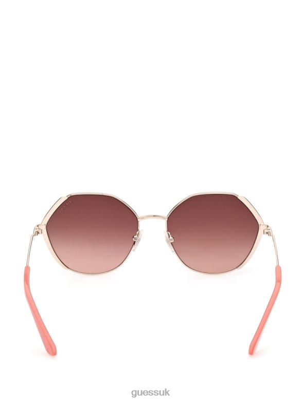 GUESS Women Colored Temple Geometric Sunglasses Tortoise Accessory V28V63773