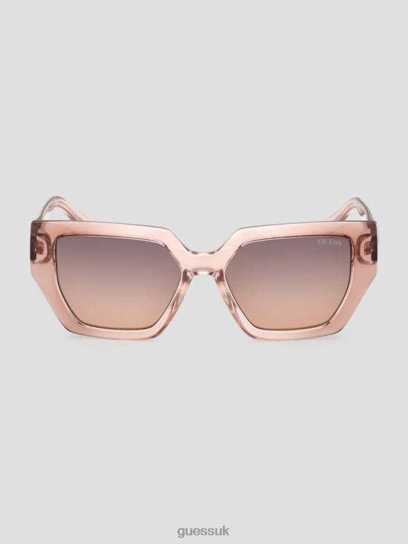 GUESS Women Emilia Geometric Plastic Sunglasses Brown Accessory V28V63681