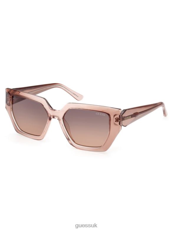 GUESS Women Emilia Geometric Plastic Sunglasses Brown Accessory V28V63681