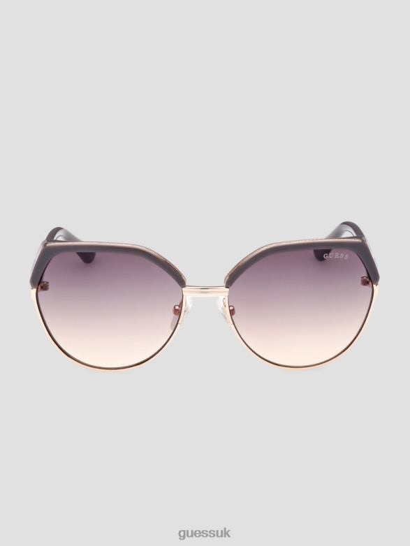 GUESS Women Geometric Enamel Metal Sunglasses Grey Accessory V28V63673