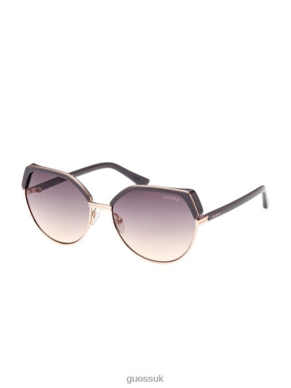 GUESS Women Geometric Enamel Metal Sunglasses Grey Accessory V28V63673