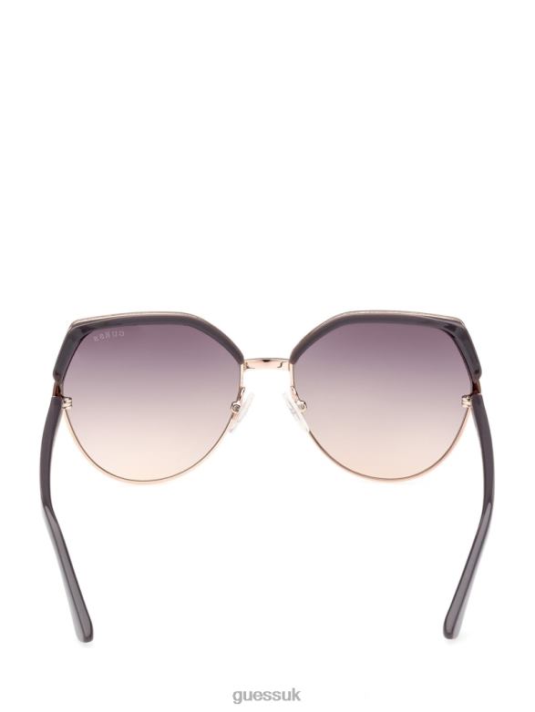 GUESS Women Geometric Enamel Metal Sunglasses Grey Accessory V28V63673