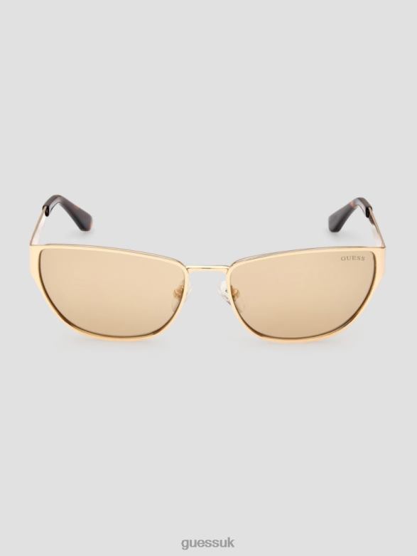 GUESS Women Gia Metal Cat-Eye Sunglasses Gold W/Tort Arm Accessory V28V63756