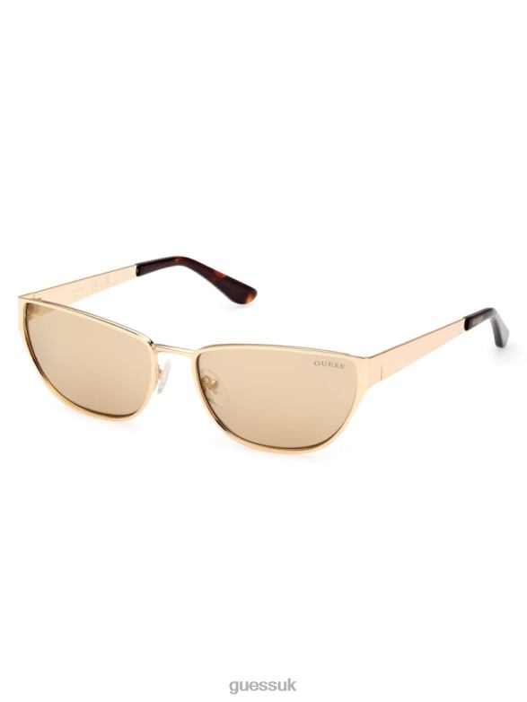 GUESS Women Gia Metal Cat-Eye Sunglasses Gold W/Tort Arm Accessory V28V63756