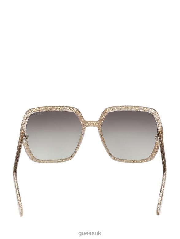 GUESS Women Glitter Square Plastic Sunglasses White Accessory V28V63728