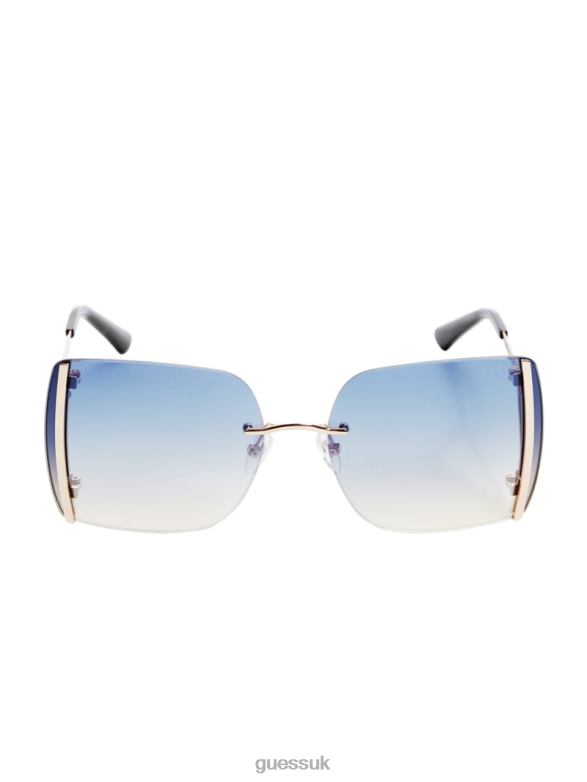 GUESS Women Gold Rimless Square Sunglasses Gold Accessory V28V63772