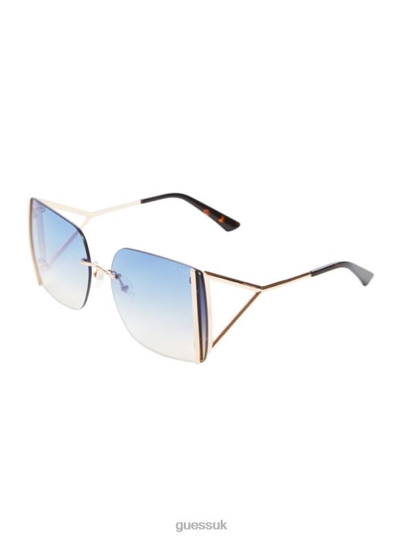 GUESS Women Gold Rimless Square Sunglasses Gold Accessory V28V63772