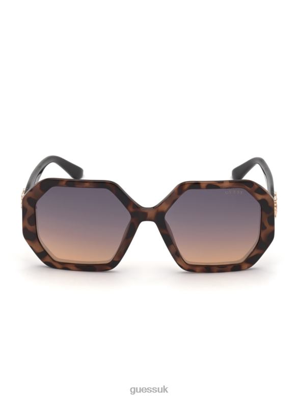 GUESS Women Larissa Geometric Sunglasses Tort Accessory V28V63704
