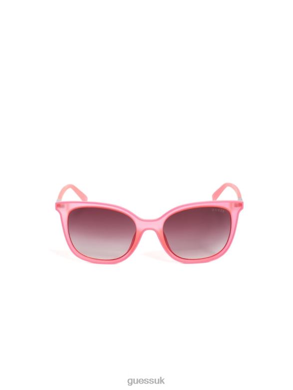 GUESS Women Mariel Neon Trim Square Sunglasses Pink Accessory V28V63724