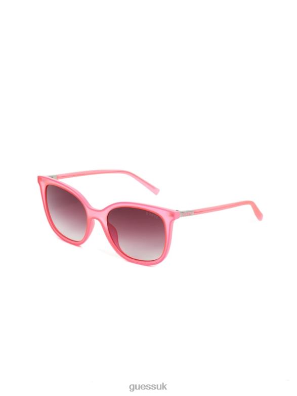 GUESS Women Mariel Neon Trim Square Sunglasses Pink Accessory V28V63724