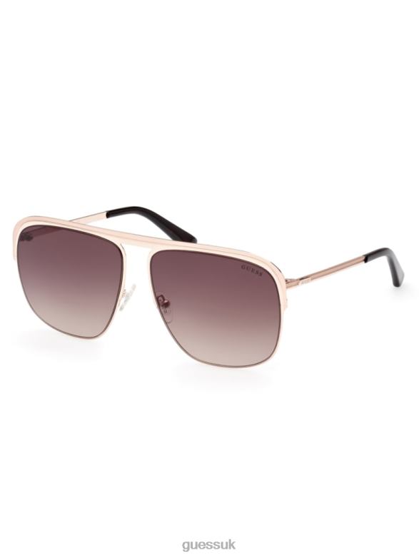 GUESS Women Metal Aviator Sunglasses Tortoise Accessory V28V63709