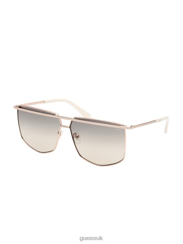 GUESS Women Metal Brow Bar Geometric Sunglasses Black Accessory V28V63690