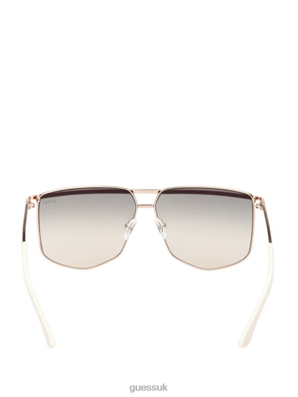 GUESS Women Metal Brow Bar Geometric Sunglasses Black Accessory V28V63690