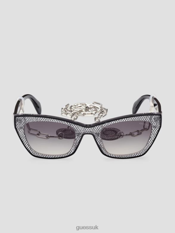 GUESS Women Metallic Plastic Cat-Eye Sunglasses Silver Accessory V28V63661