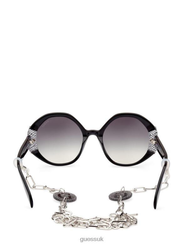 GUESS Women Metallic Rim Geometric Sunglasses Silver Accessory V28V63670