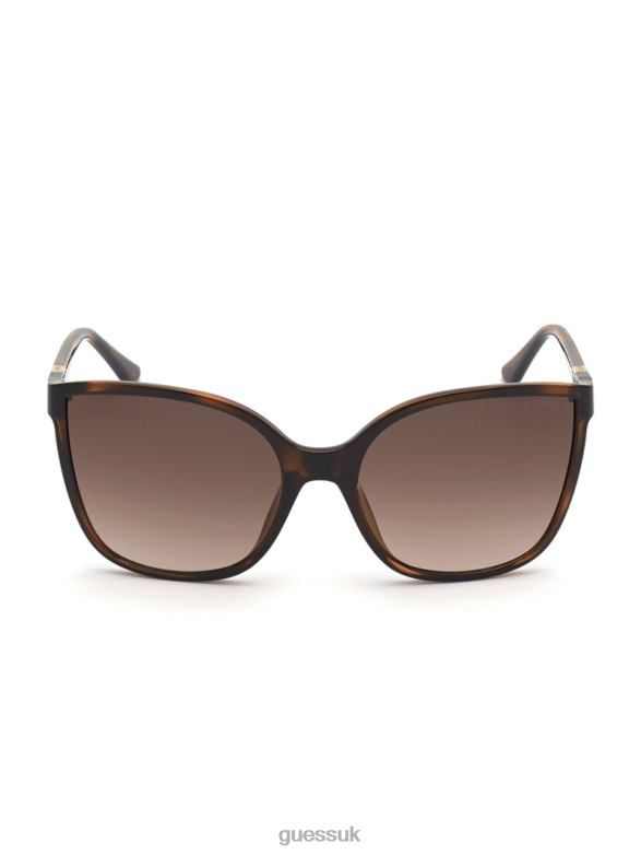 GUESS Women Oversized Cat-Eye Sunglasses Dark Havana/Gradient Brn Accessory V28V63717