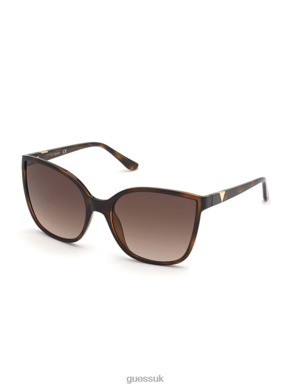 GUESS Women Oversized Cat-Eye Sunglasses Dark Havana/Gradient Brn Accessory V28V63717
