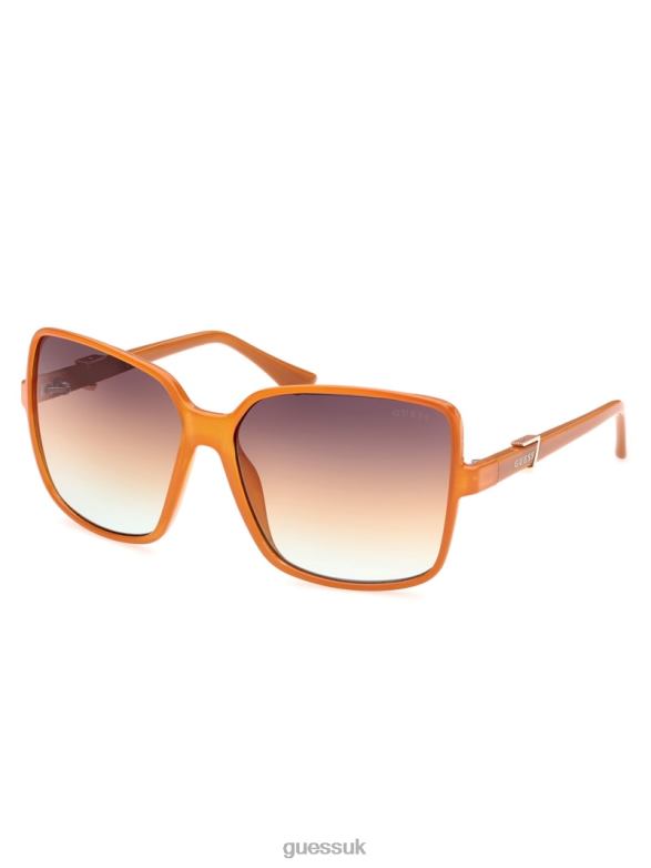 GUESS Women Oversized Square Logo Sunglasses Neon Orange Accessory V28V63719