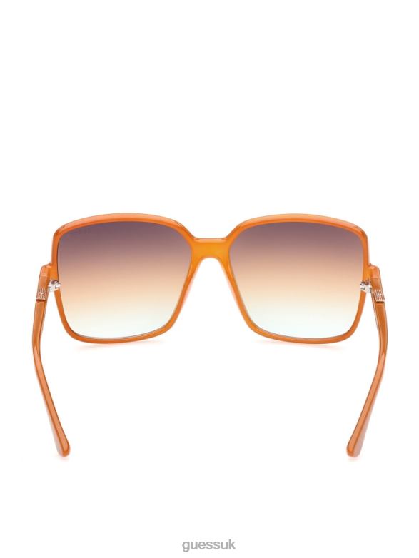 GUESS Women Oversized Square Logo Sunglasses Neon Orange Accessory V28V63719
