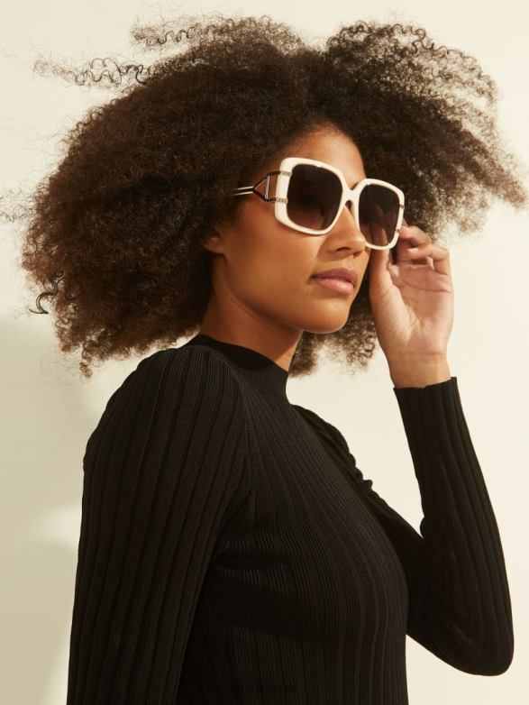 GUESS Women Oversized Square Sunglasses White Accessory V28V63714