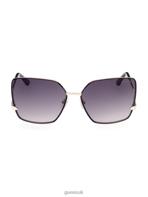 GUESS Women Oversized Square Zigzag Sunglasses 05B (Black) Accessory V28V63771