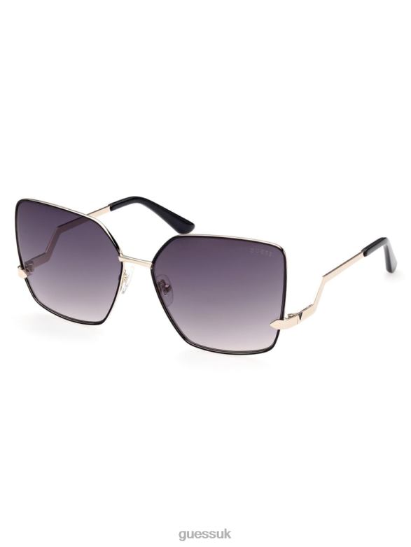 GUESS Women Oversized Square Zigzag Sunglasses 05B (Black) Accessory V28V63771