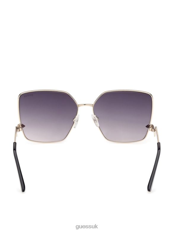 GUESS Women Oversized Square Zigzag Sunglasses 05B (Black) Accessory V28V63771
