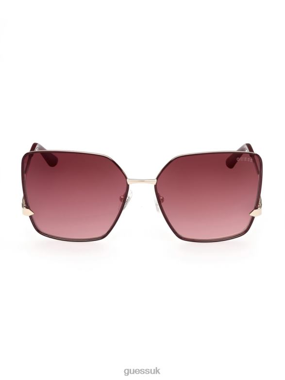 GUESS Women Oversized Square Zigzag Sunglasses Gold Accessory V28V63766