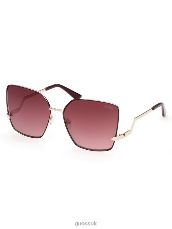 GUESS Women Oversized Square Zigzag Sunglasses Gold Accessory V28V63766