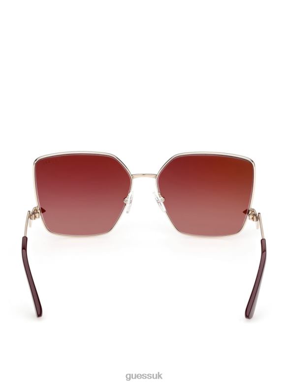 GUESS Women Oversized Square Zigzag Sunglasses Gold Accessory V28V63766