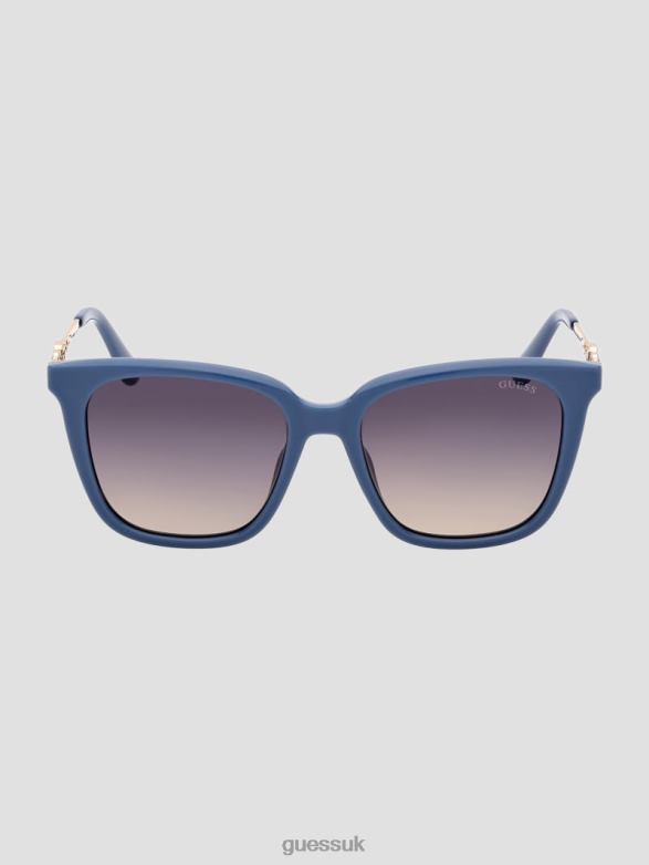 GUESS Women Plastic Square G Sunglasses Blue W/Silver Accessory V28V63659