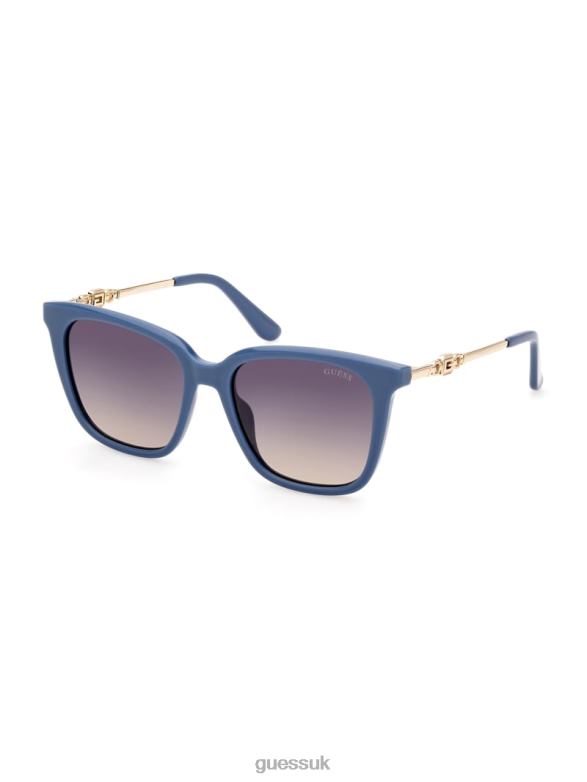GUESS Women Plastic Square G Sunglasses Blue W/Silver Accessory V28V63659