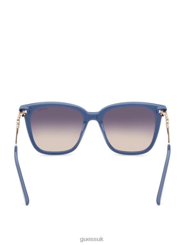 GUESS Women Plastic Square G Sunglasses Blue W/Silver Accessory V28V63659