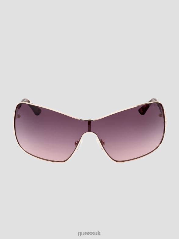GUESS Women Quattro G Logo Metal Shield Sunglasses White/Gold Accessory V28V63674