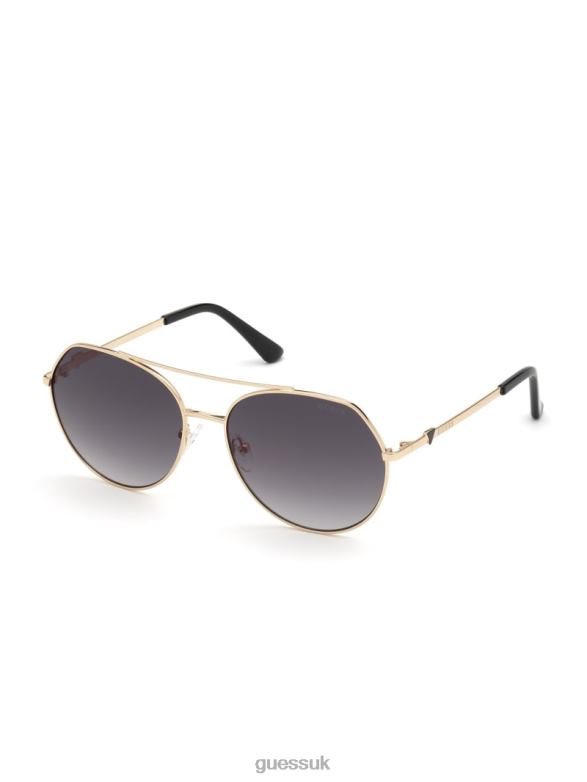 GUESS Women Round Aviator Sunglasses Black Accessory V28V63725