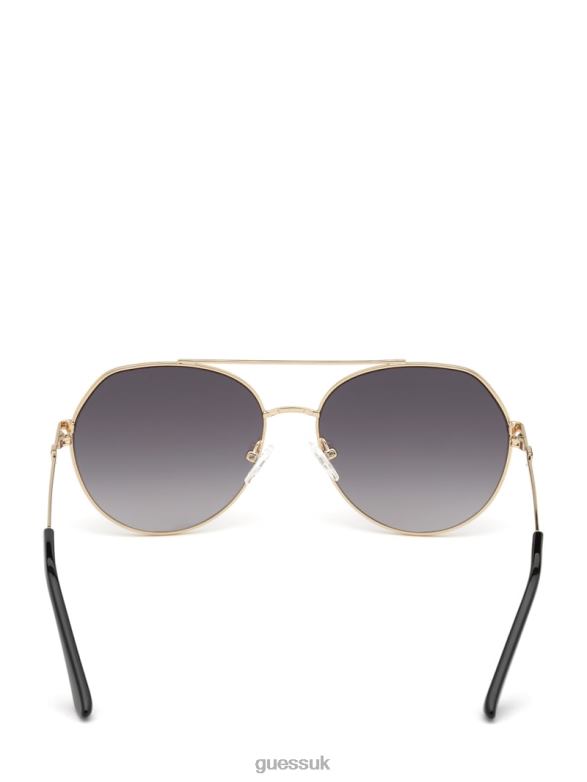 GUESS Women Round Aviator Sunglasses Black Accessory V28V63725