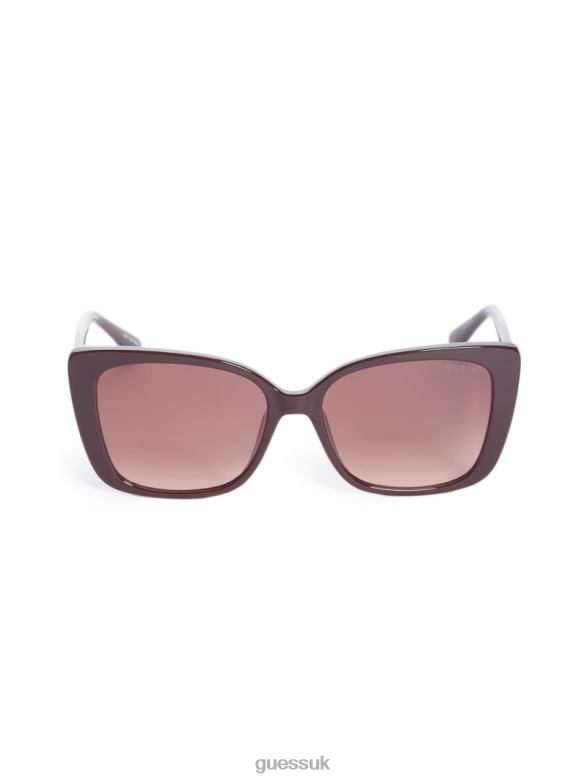 GUESS Women Scarlett Square Sunglasses 69F Burgandy Accessory V28V63735