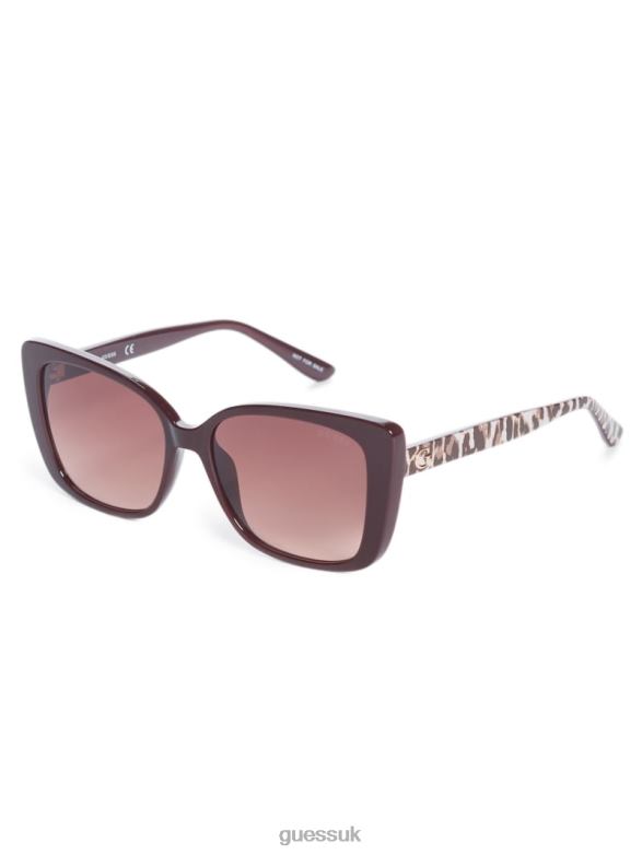 GUESS Women Scarlett Square Sunglasses 69F Burgandy Accessory V28V63735