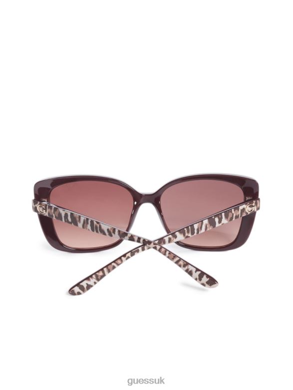 GUESS Women Scarlett Square Sunglasses 69F Burgandy Accessory V28V63735