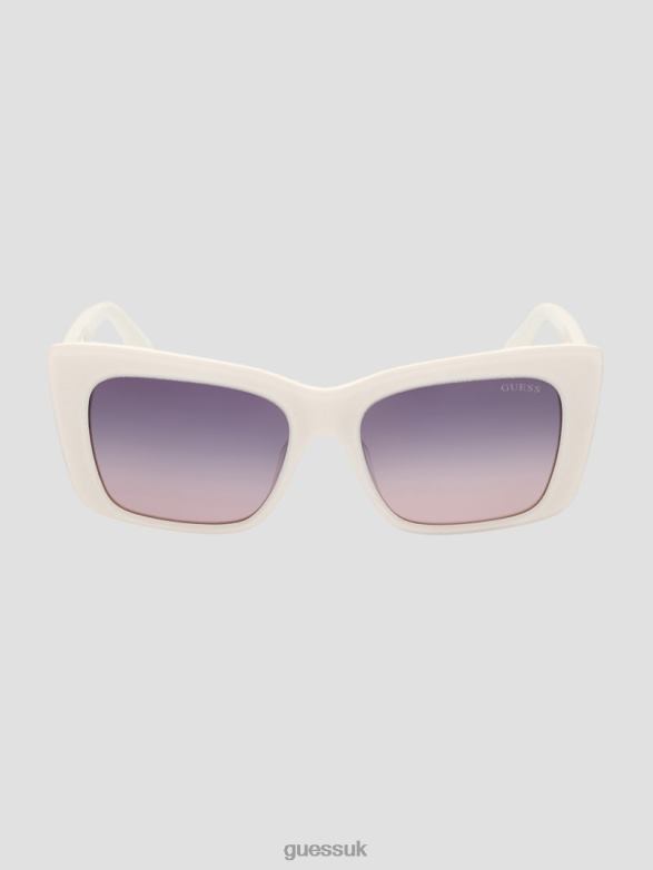 GUESS Women Square Logo Print Plastic Sunglasses 21B-Wht Accessory V28V63651