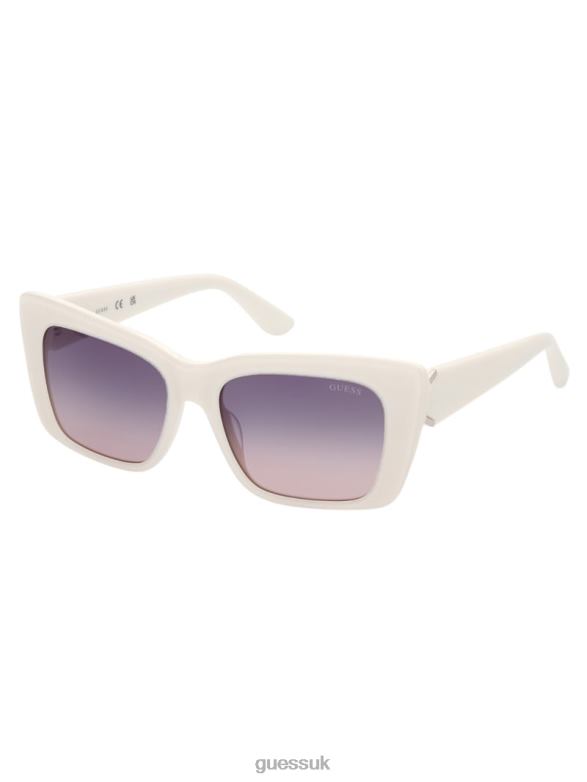 GUESS Women Square Logo Print Plastic Sunglasses 21B-Wht Accessory V28V63651