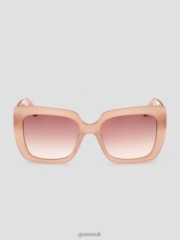 GUESS Women Square Logo Print Plastic Sunglasses Blush Accessory V28V63657